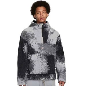 Nike Sportswear Essentials 1/2 Zip Sherpa Hoodie Black Gray DD5009-010 Size XL